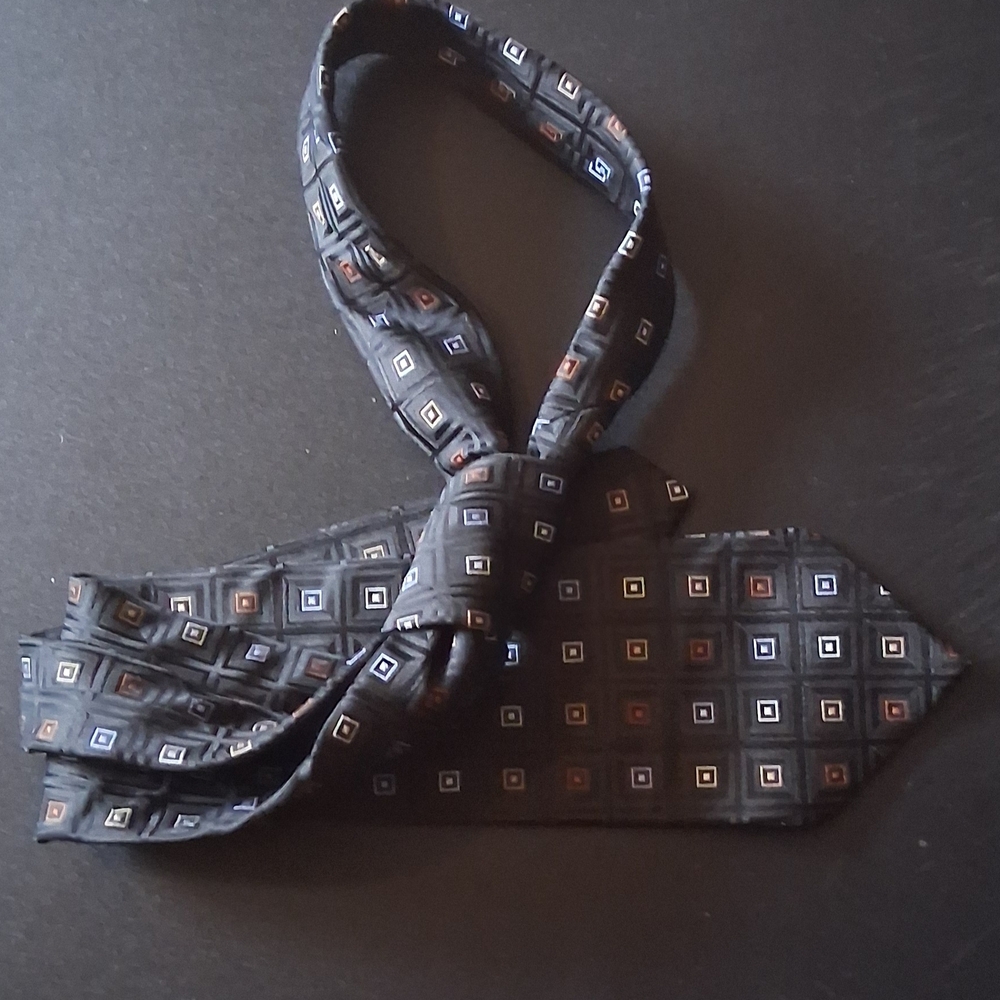 Michael Kors Black Tie with Colorful Square Pattern